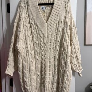 Princess Polly Cream Cable Knit V-Neck Sweater